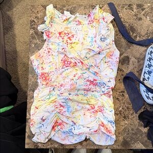 Cabi sleeveless cotton knit top with ruffles